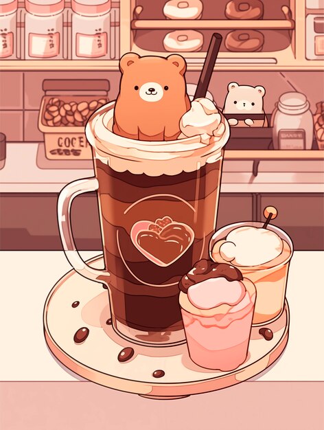 アニメのコーヒーショップイラスト