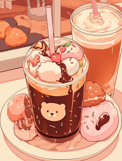 アニメのコーヒーショップイラスト