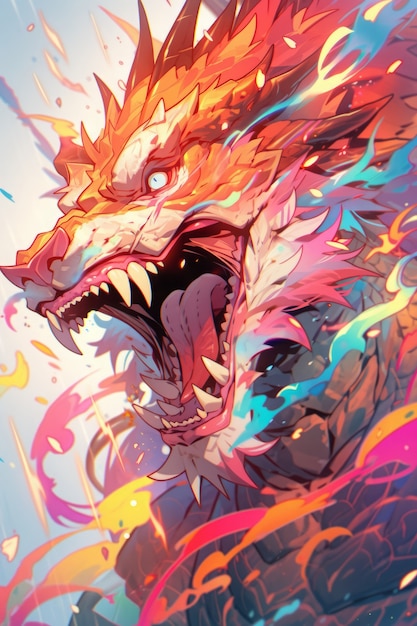 Free photo anime dragon character illustration