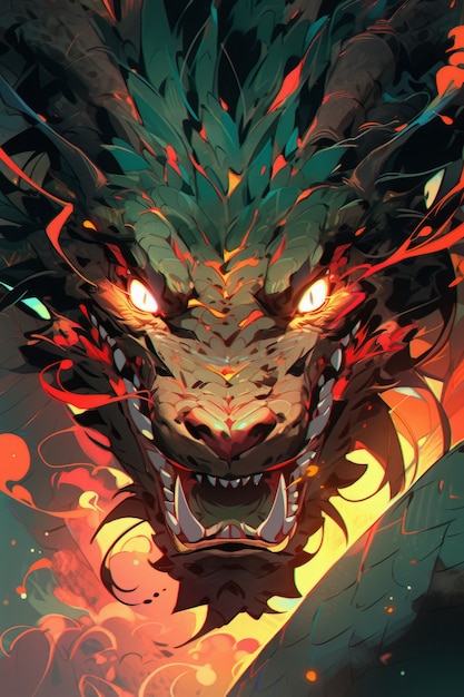 Foto gratuita illustrazione del personaggio del drago dell'anime