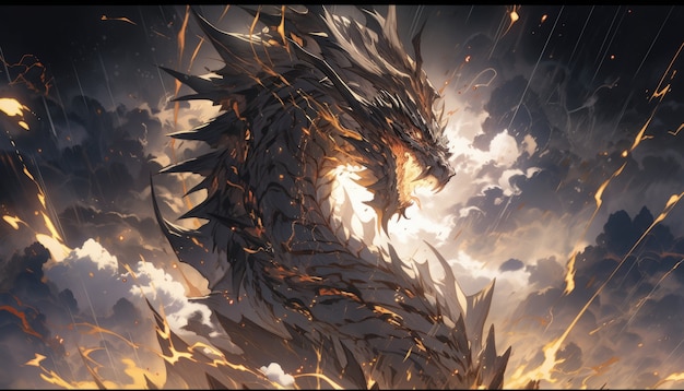 Free photo anime dragon character illustration