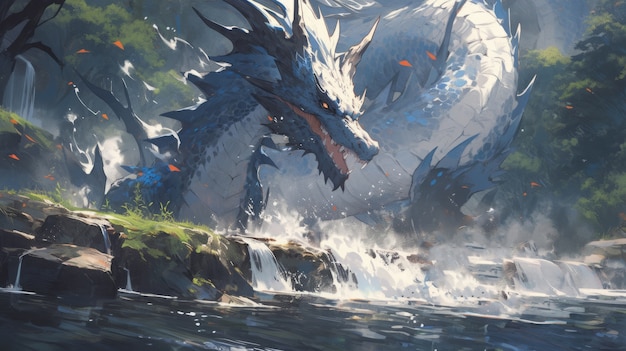 Free photo anime dragon character illustration