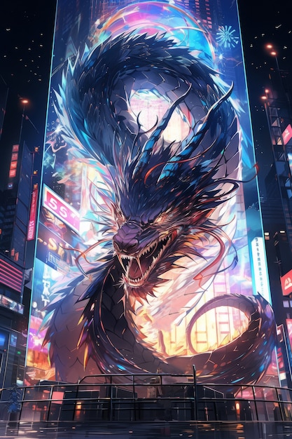 Free photo anime dragon character illustration