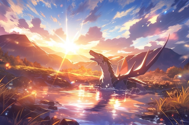 Free photo anime dragon illustration