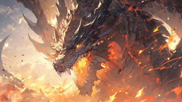 Free photo anime dragon illustration