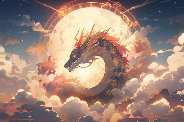 Foto gratuita illustrazione del drago dell'anime