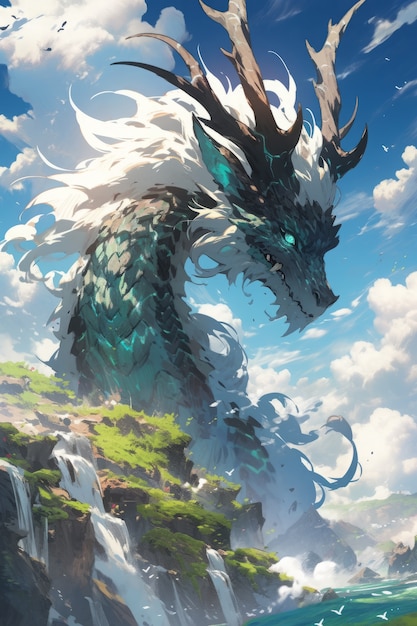 Free photo anime dragon illustration