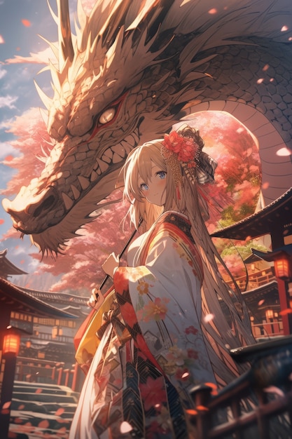 Foto gratuita illustrazione del drago dell'anime