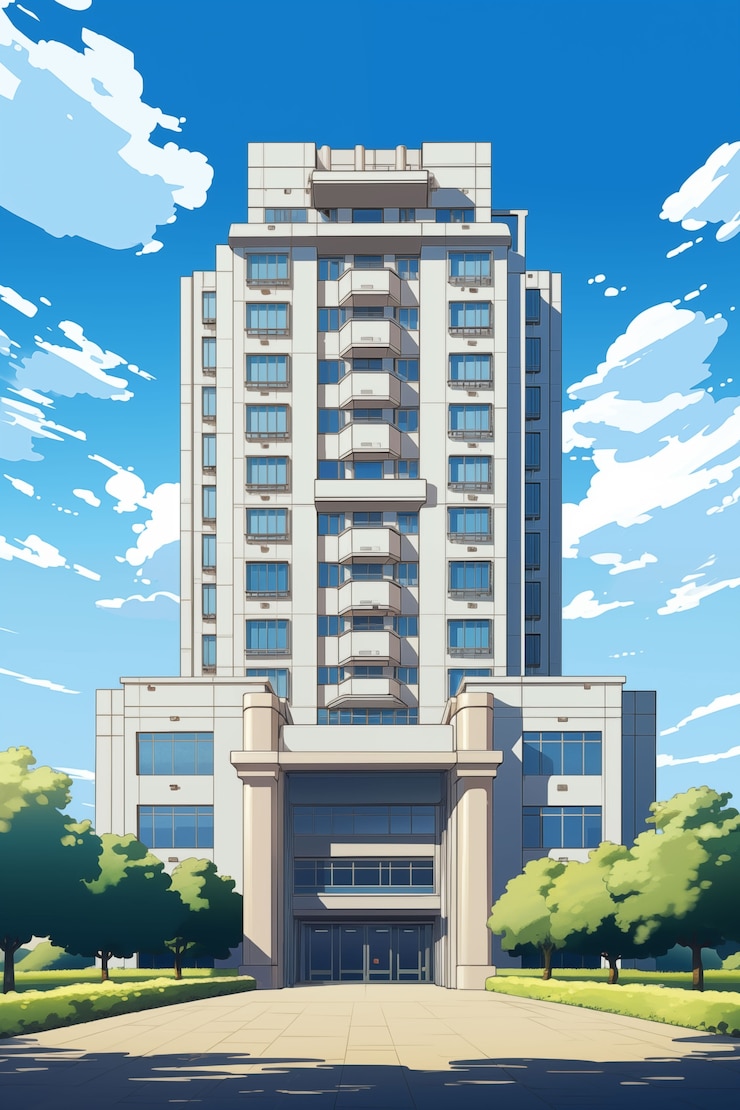 無料Photo アニメのフラットビルディングイラスト