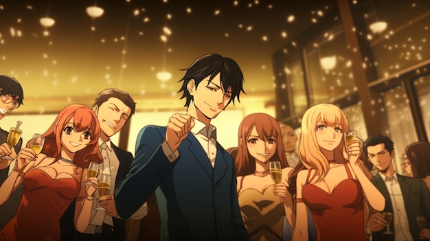 Anime friends on new year's eve