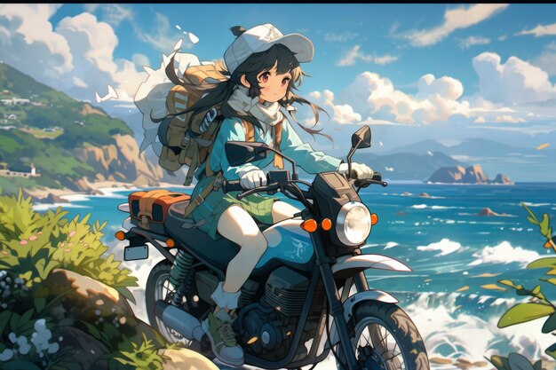 Anime landscape of person traveling