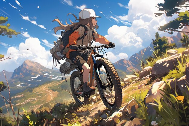 Anime landscape of person traveling