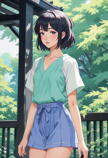 女の子の肖像画のアニメのようなイラスト
