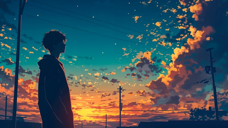 Free Photo anime night sky illustration