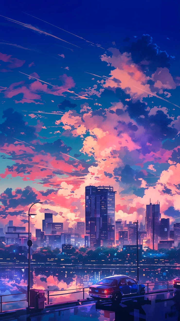 Free Photo anime night sky illustration