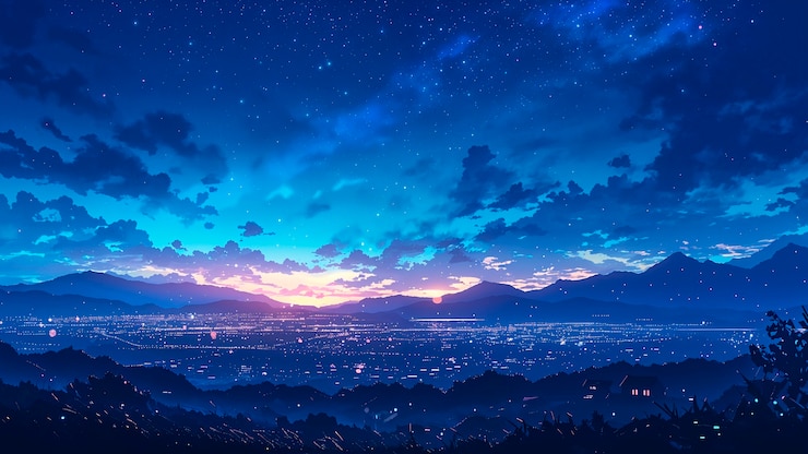 無料Photo アニメの夜空のイラスト