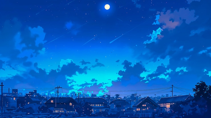 Free Photo anime night sky illustration