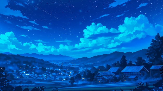 Free photo anime night sky illustration