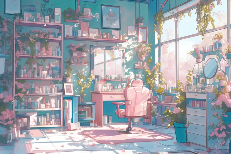 無料Photo アニメスタイルの美容室と美容器具