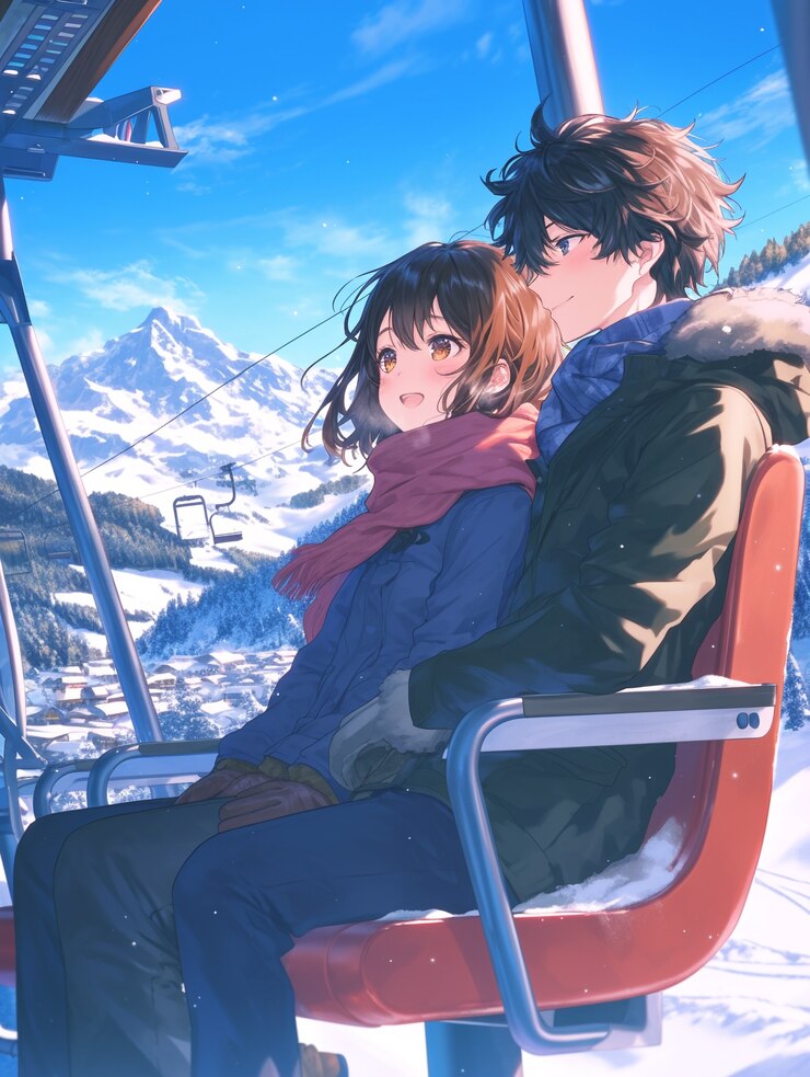 無料Photo アニメスタイルの恋人カップル