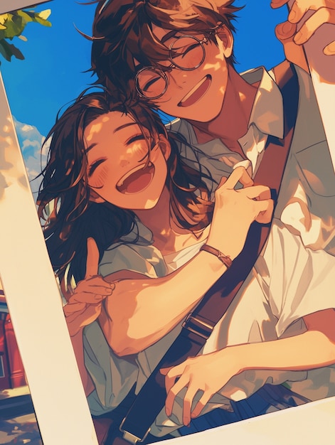 Foto gratuita anime style boy and girl couple