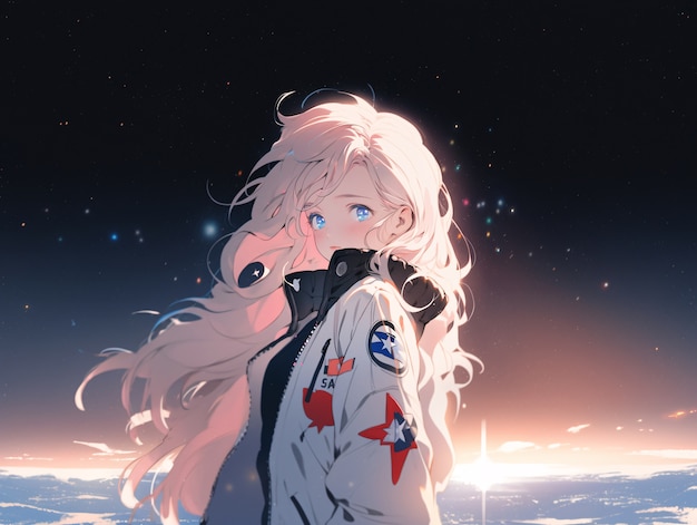 アニメスタイルのスペースキャラクター