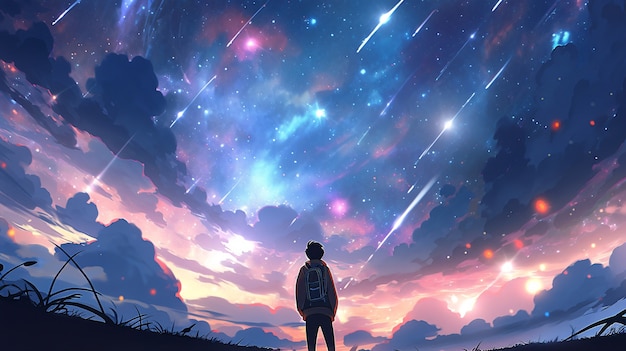 在太空中的動漫風格角色