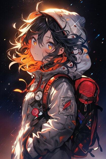 在太空中的動漫風格角色