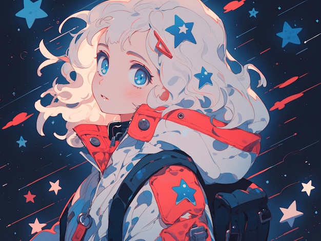 Free photo anime style  character  in space