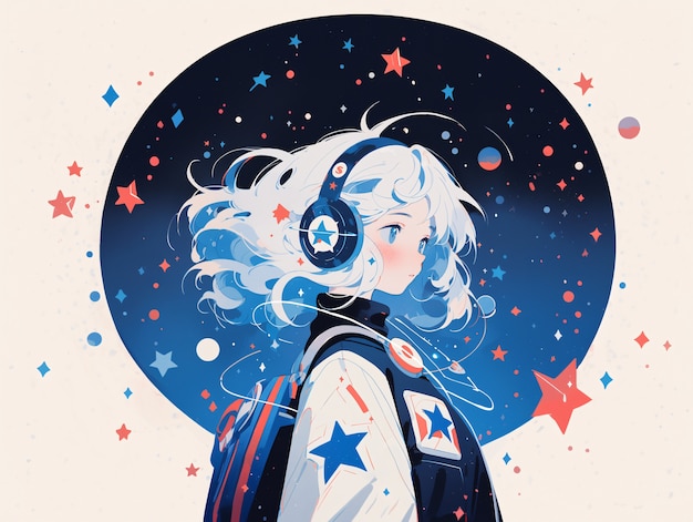 Anime style  character  in space