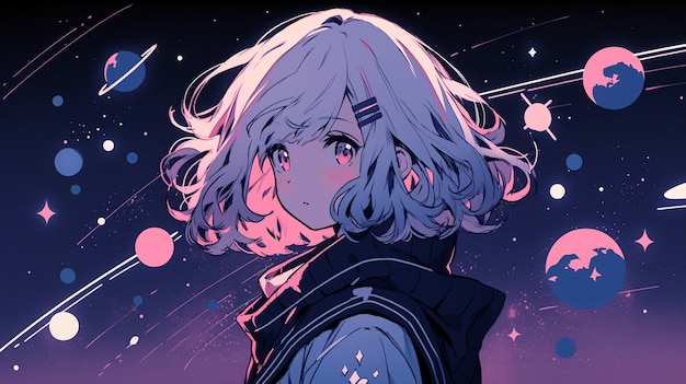 Free photo anime style  character  in space