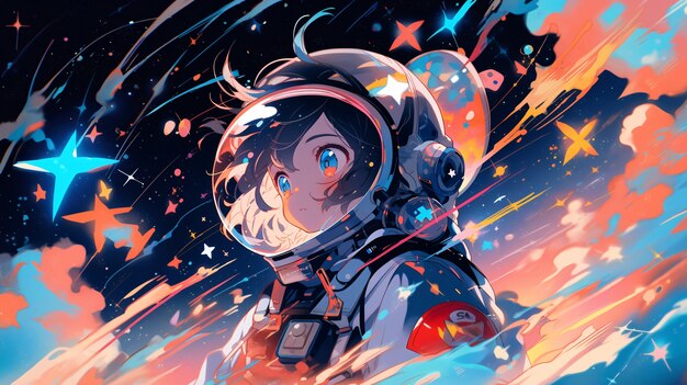 Anime style  character  in space