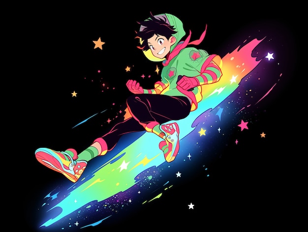 Free photo anime style  character  in space