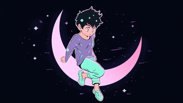 Free photo anime style  character  in space