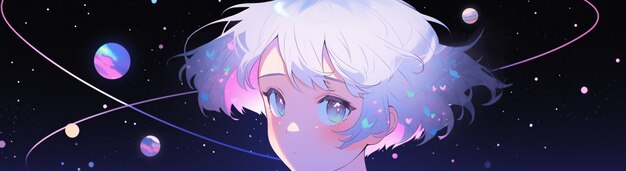 Anime style  character  in space