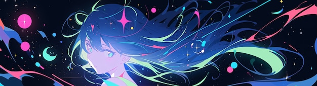 Free photo anime style  character  in space