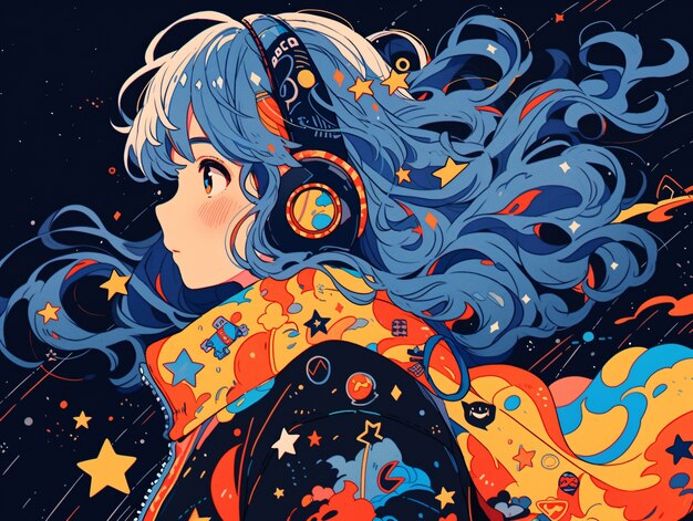 Anime style  character  in space