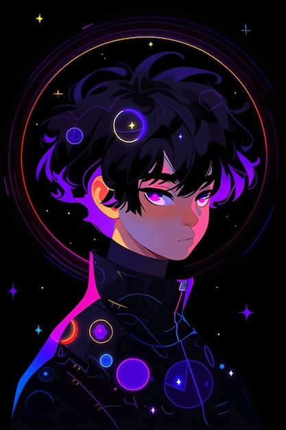 Anime style  character  in space