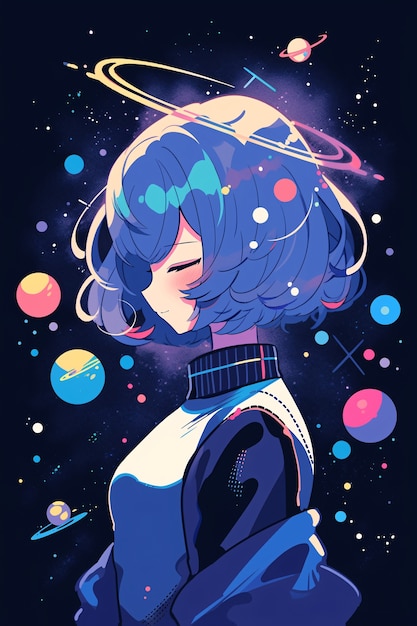 Anime style  character  in space