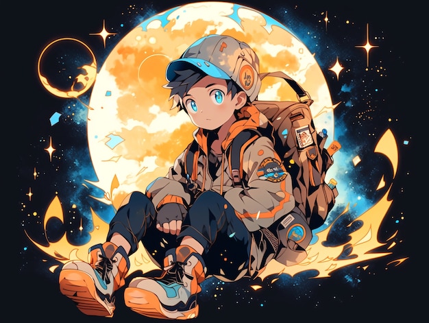 Anime style  character  in space