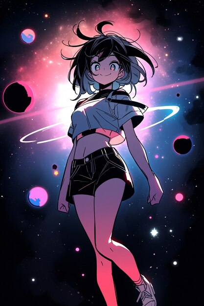 Anime style  character  in space