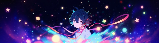 Free photo anime style  character  in space