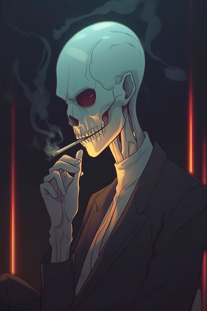 담배를 들고 있는 애니메이션 스타일의 캐릭터