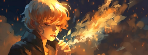 Anime style character with cigarette