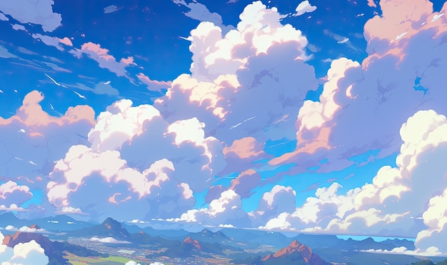 Free photo anime style clouds