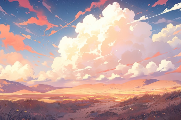 Foto gratuita nuvole in stile anime