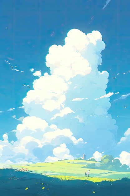 Free photo anime style clouds