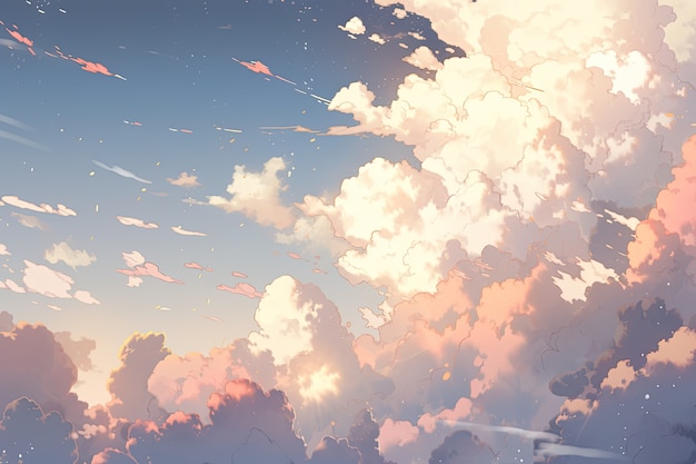 Free photo anime style clouds