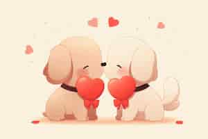 Free photo anime style dogs celebrating valentines day
