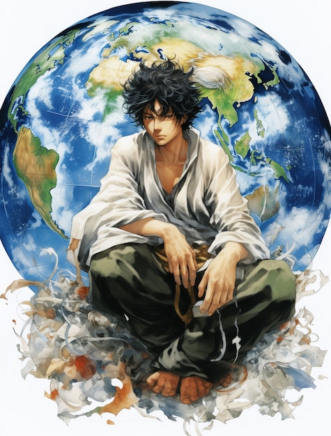 Free photo anime style earth